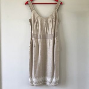 Banana Republic Beige Embroidered Sheath Dress